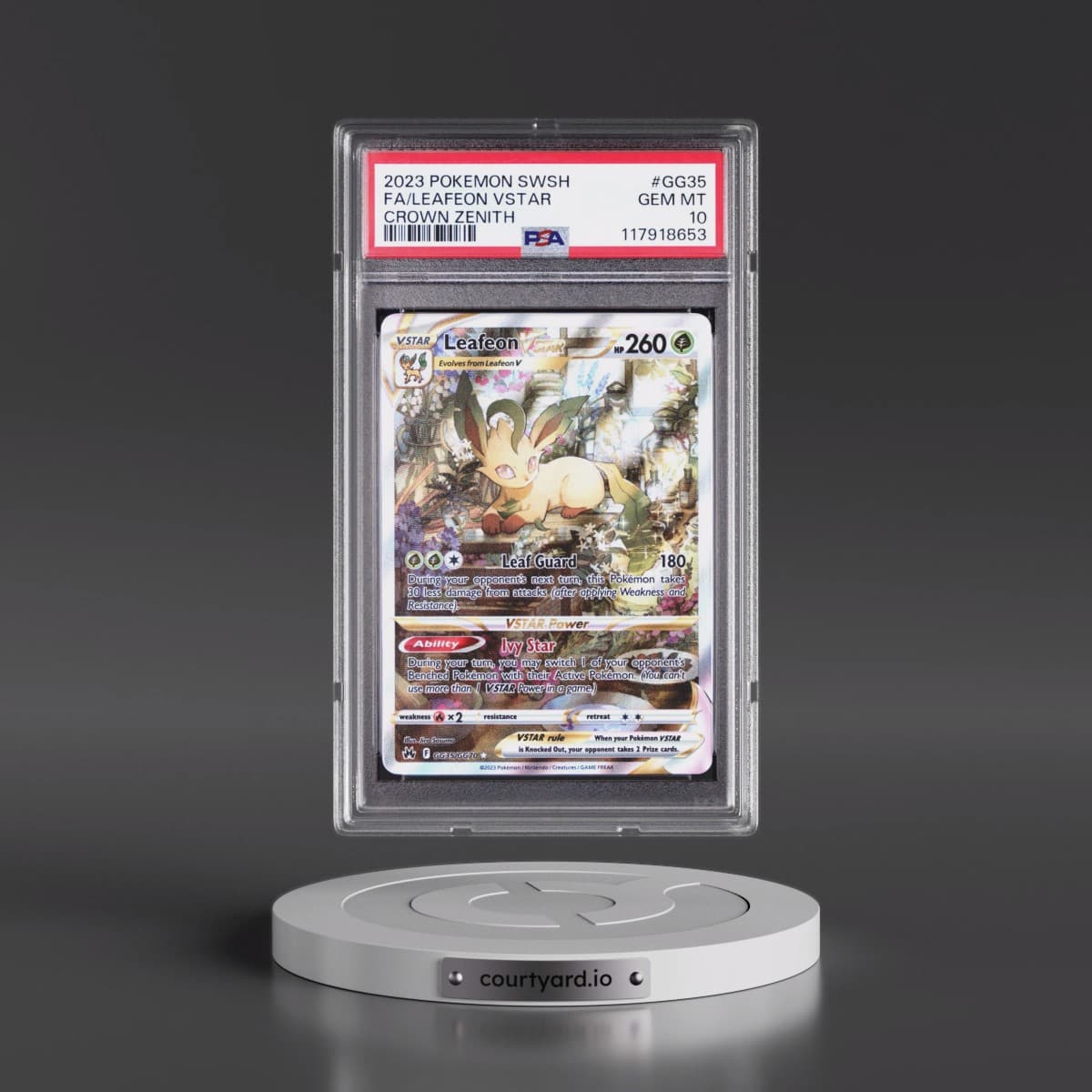 2023 Pokémon Sword and Shield Crown Zenith #GG35 Leafeon Vstar - Full Art (PSA 10 GEM MINT)