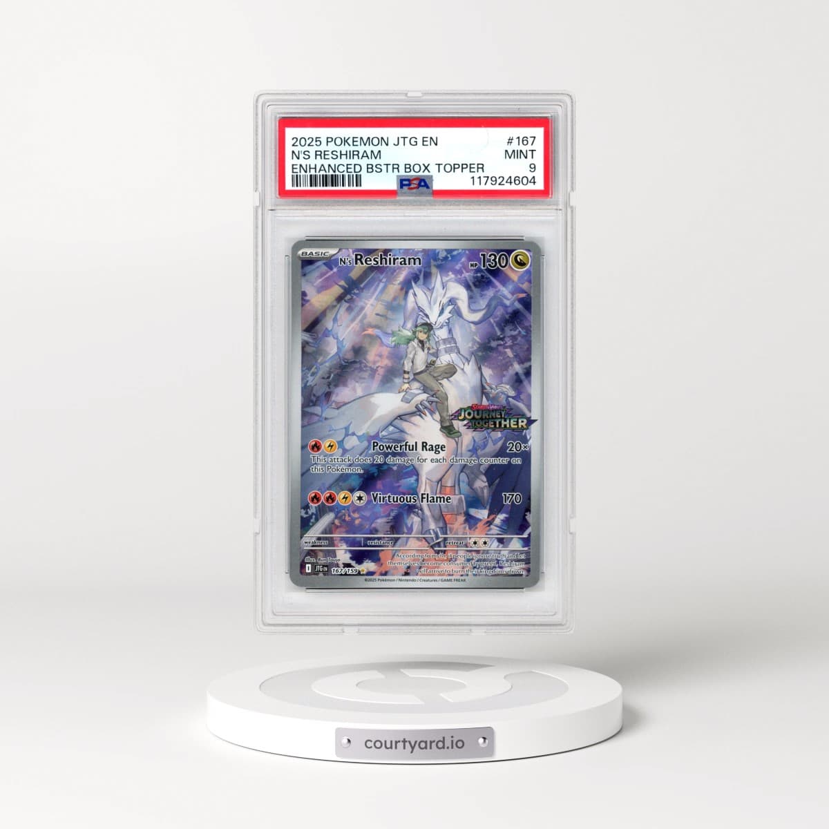 2025 Pokémon Jtg EN-Journey Together #167 N's Reshiram - Enhanced Booster Box Topper (PSA 9 MINT)