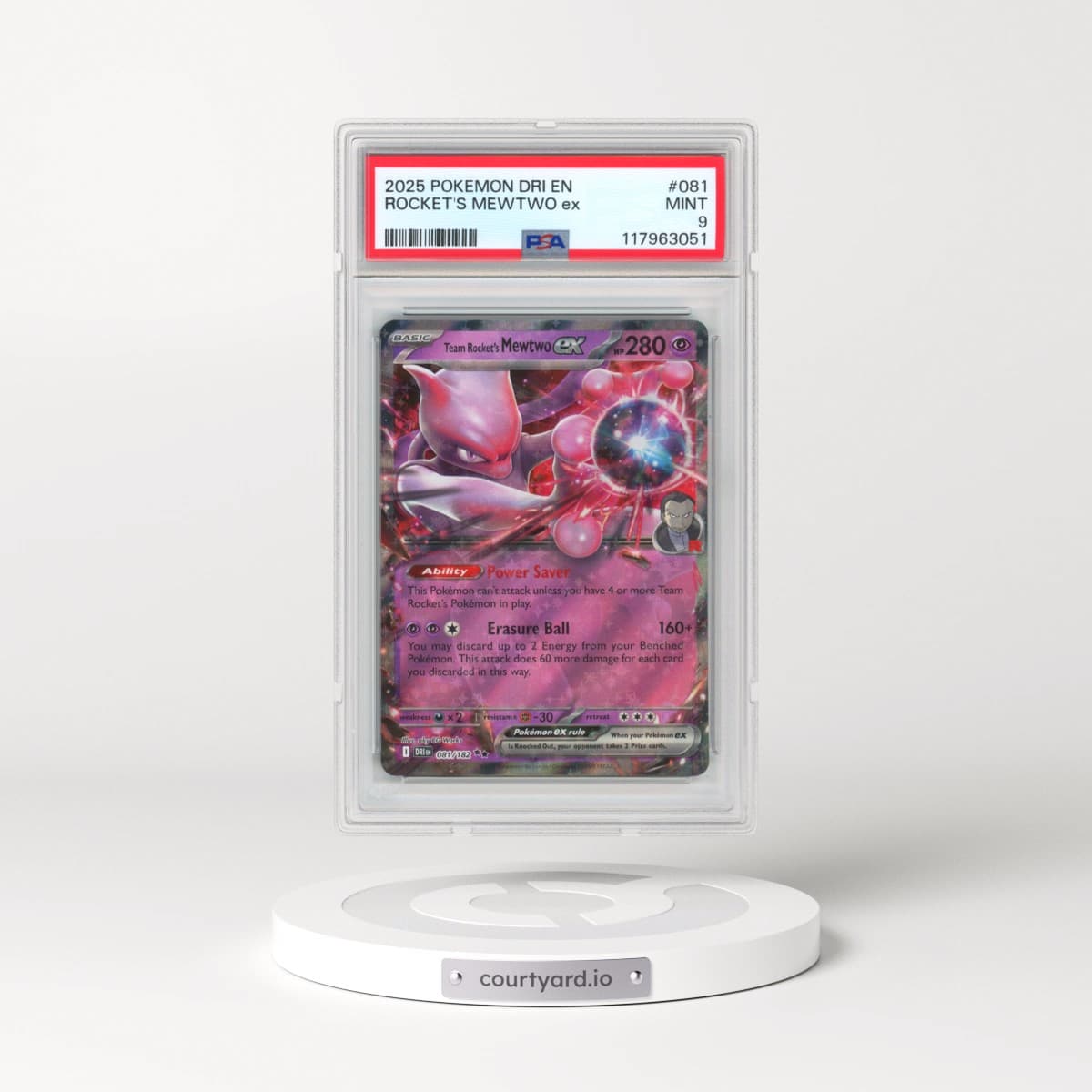 2025 Pokémon Dri EN-Destined Rivals #081 Team Rocket's Mewtwo EX - Holo (PSA 9 MINT)