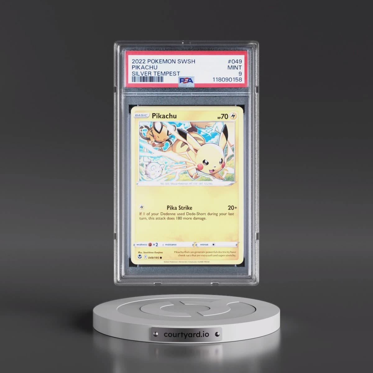 2022 Pokémon Sword & Shield Silver Tempest #049 Pikachu (PSA 9 MINT)