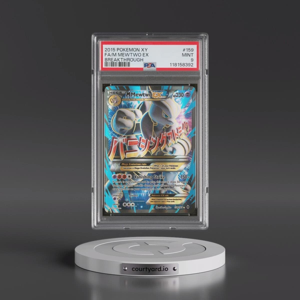 2015 Pokémon XY Breakthrough #159 M Mewtwo EX - Holo Full Art (PSA 9 MINT)