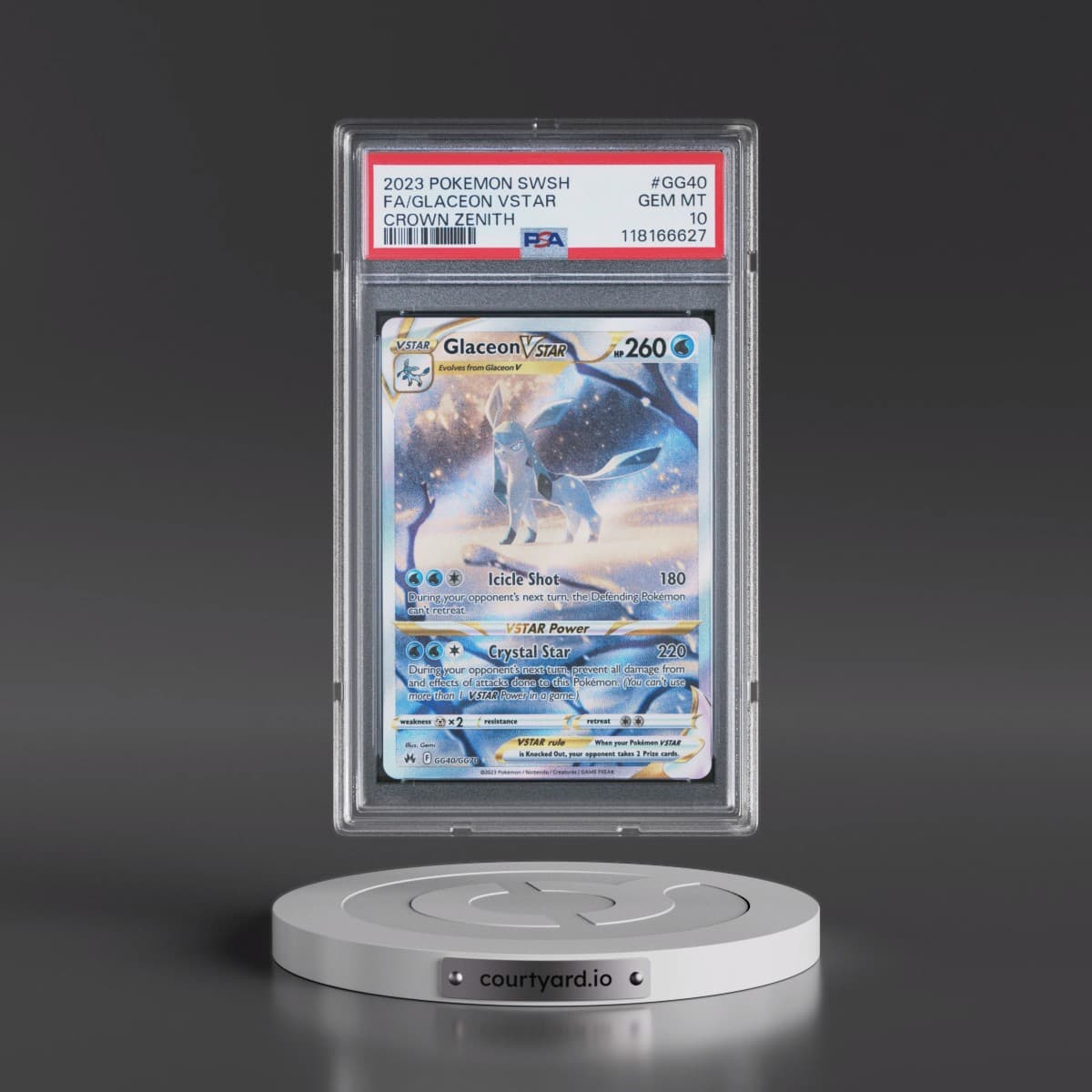 2023 Pokémon Sword and Shield Crown Zenith #GG40 Glaceon Vstar - Full Art (PSA 10 GEM MINT)