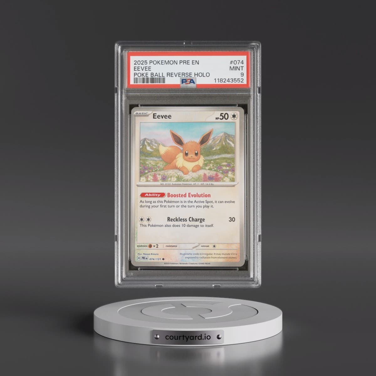 2025 Pokémon Pre EN-Prismatic Evolutions #074 Eevee - Reverse Holo Poke Ball (PSA 9 MINT)