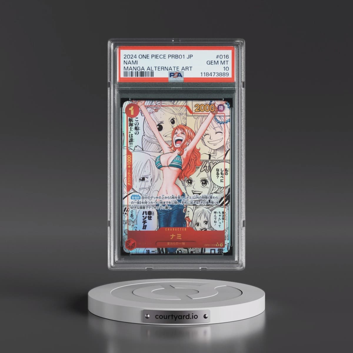 2024 One Piece Japanese Premium Booster -One Piece Card the Best #016 Nami - Manga Alternate Art (PSA 10 GEM MINT)