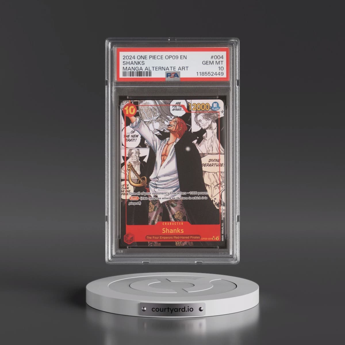 2024 One Piece Emperors in the New World #004 Shanks - Manga Alternate Art (PSA 10 GEM MINT)