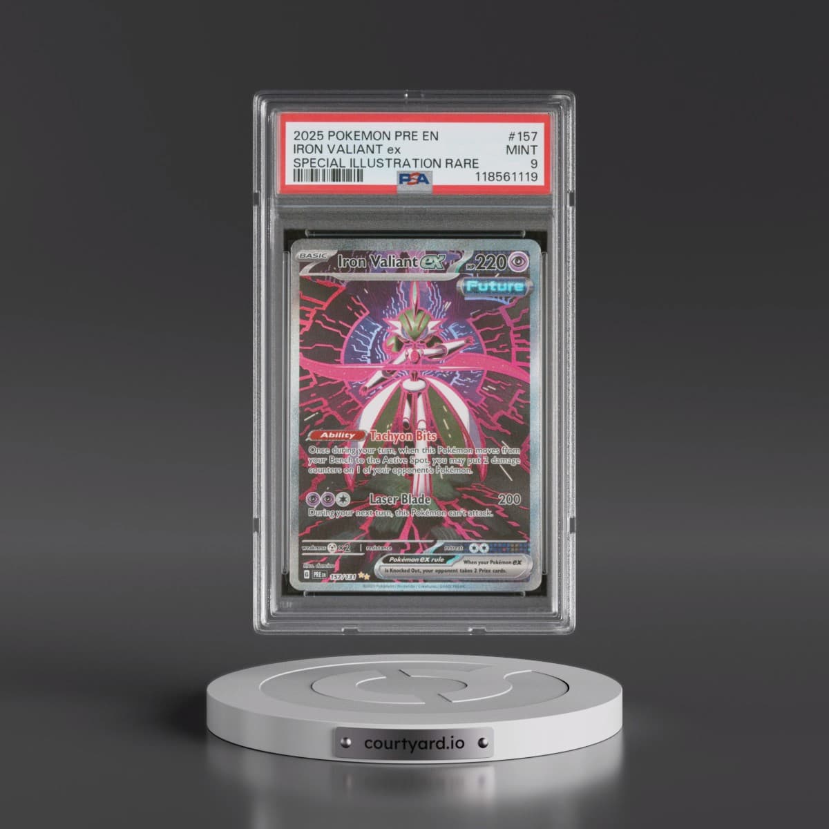 2025 Pokémon Pre EN-Prismatic Evolutions #157 Iron Valiant EX - Holo Special Illustration Rare (PSA 9 MINT)