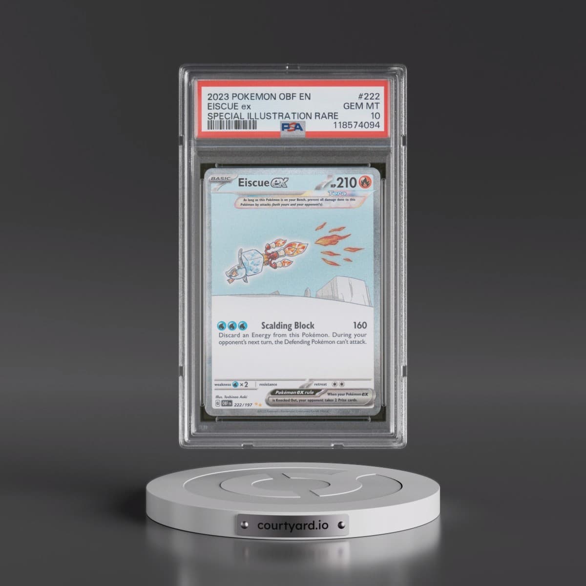 2023 Pokémon Obf EN-Obsidian Flames #222 Eiscue EX - Holo Special Illustration Rare (PSA 10 GEM MINT)