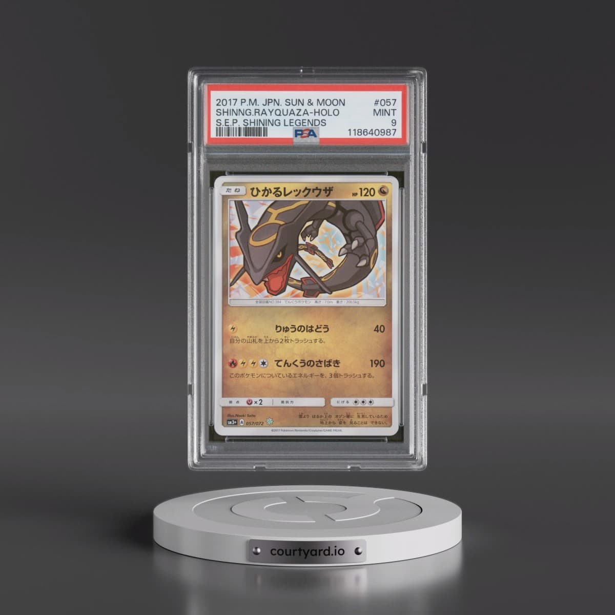 2017 Pokémon Sun & Moon Strength Expansion Pack Shining Legends #057 Shining Rayquaza - Holo Holo (PSA 9 MINT)