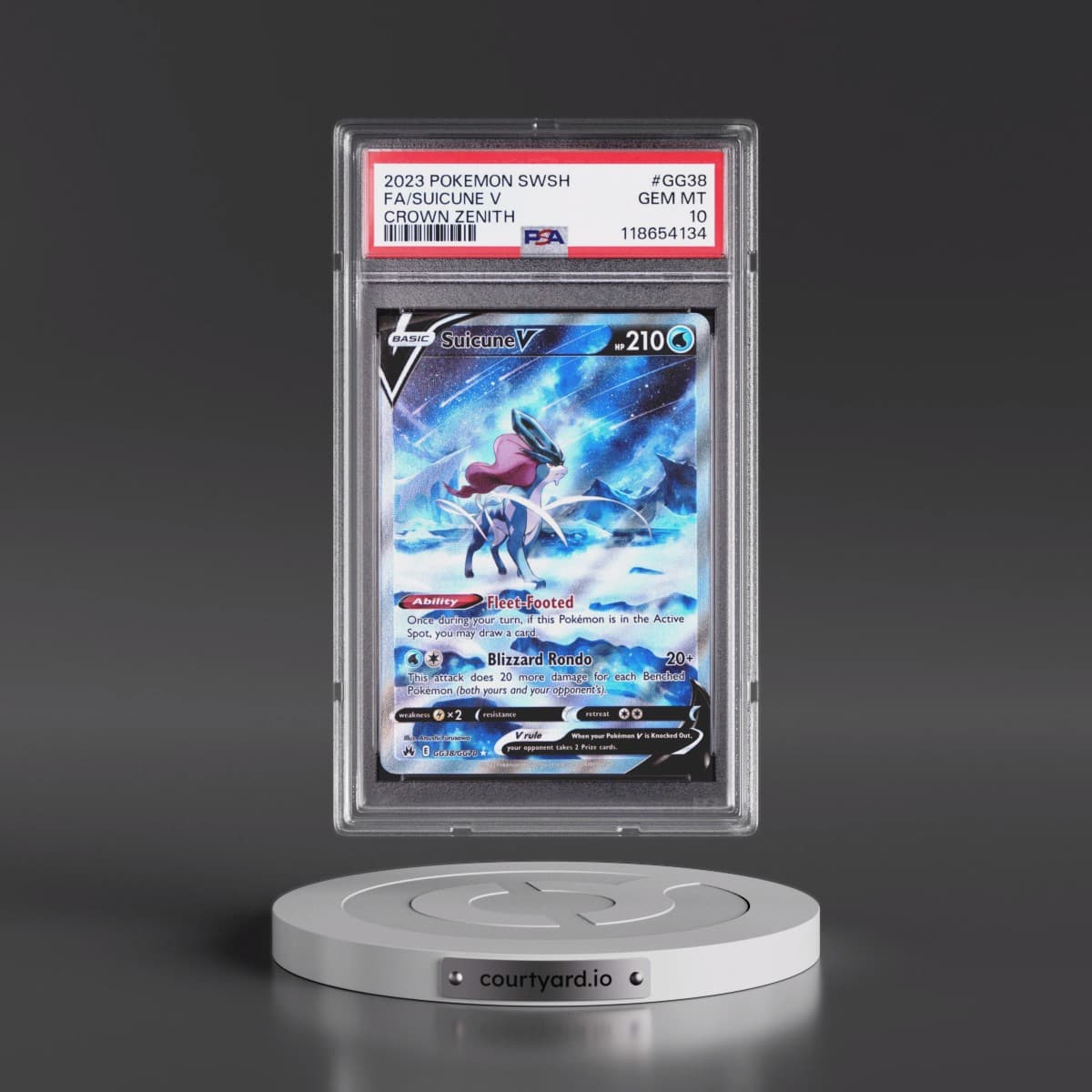 2023 Pokémon Sword and Shield Crown Zenith #GG38 Suicune V - Holo Full Art (PSA 10 GEM MINT)