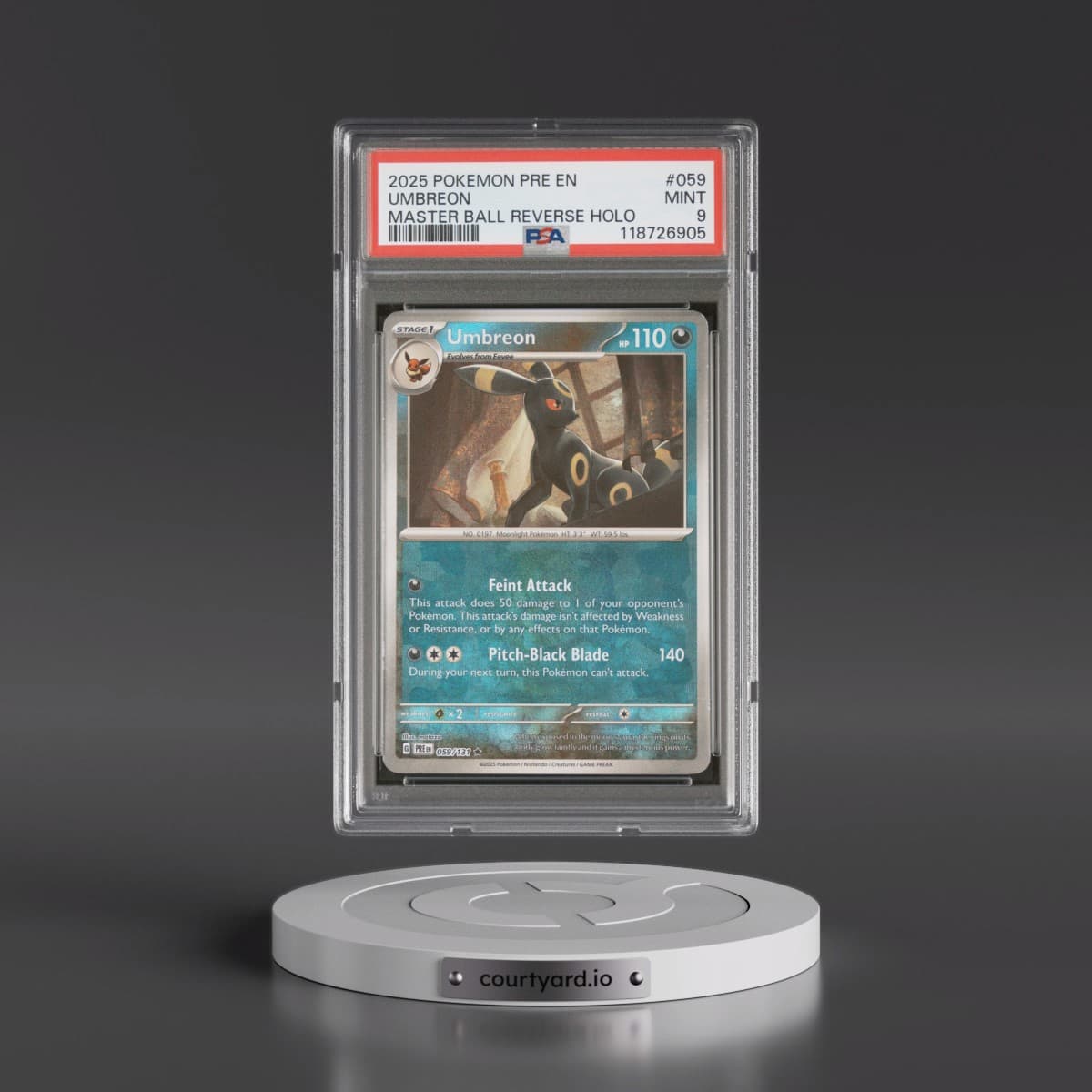 2025 Pokémon Pre EN-Prismatic Evolutions #059 Umbreon - Reverse Holo Master Ball (PSA 9 MINT)