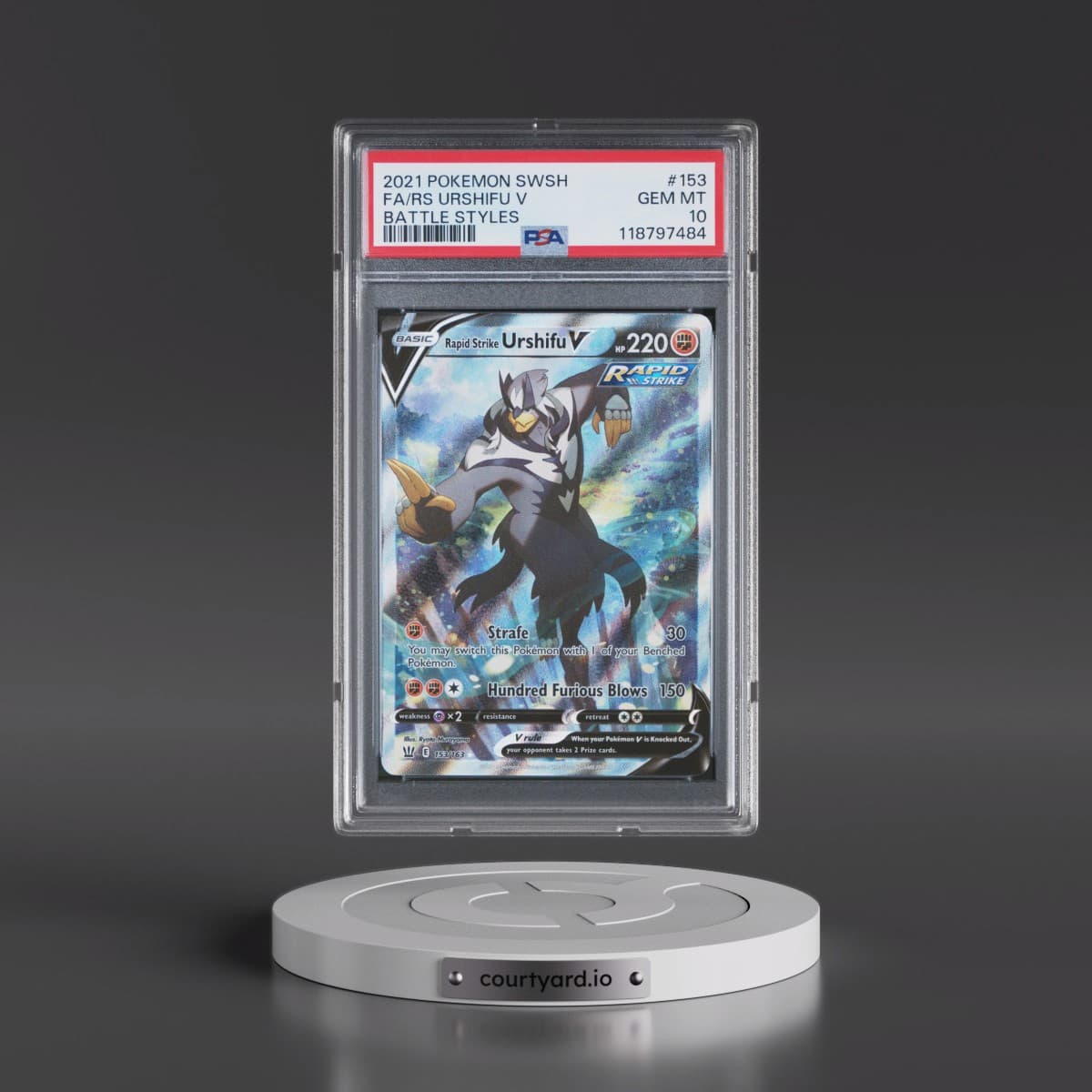 2021 Pokémon Sword & Shield Battle Styles #153 Rapid Strike Urshifu V - Holo Full Art (PSA 10 GEM MINT)