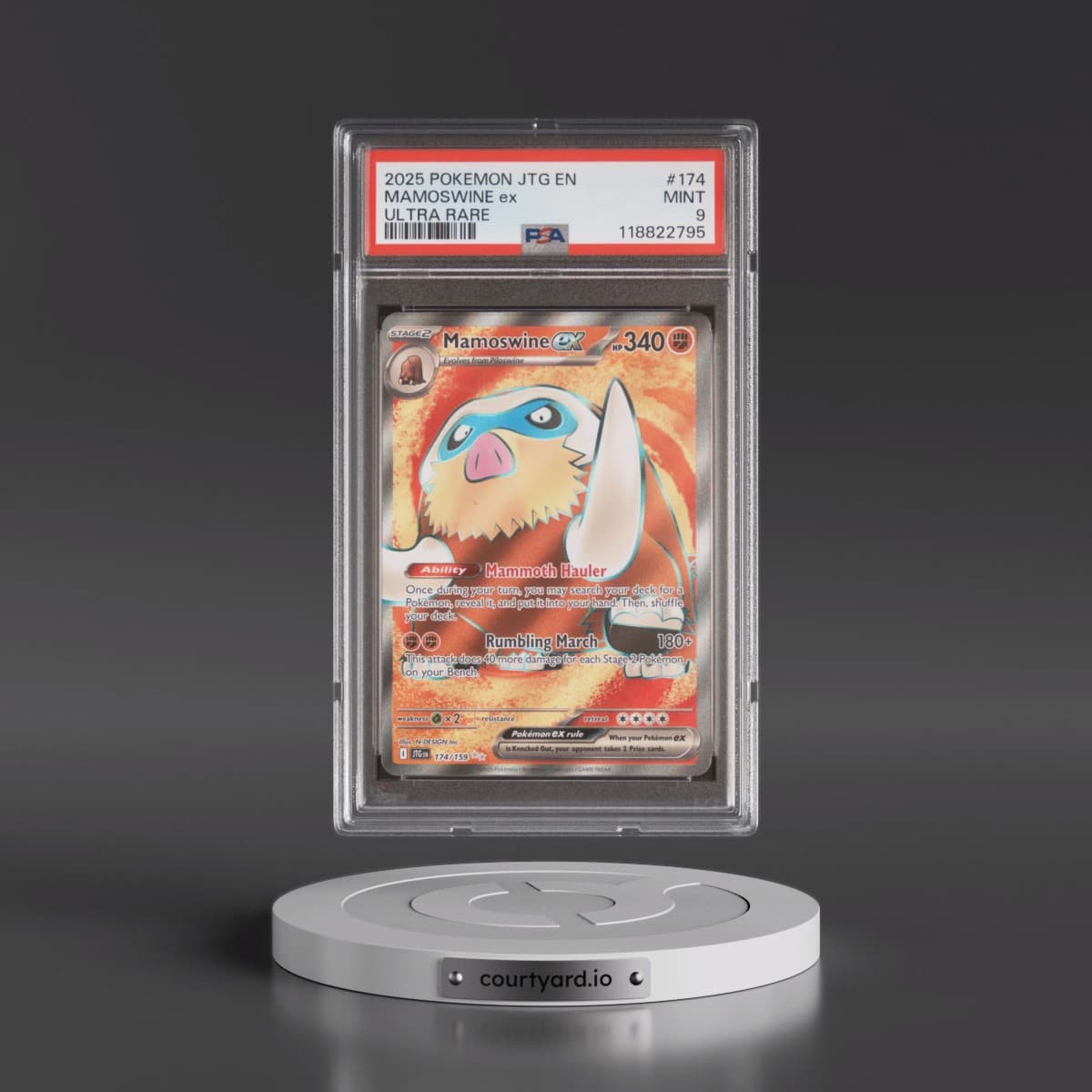 2025 Pokémon Jtg EN-Journey Together #174 Mamoswine EX - Holo Ultra Rare (PSA 9 MINT)