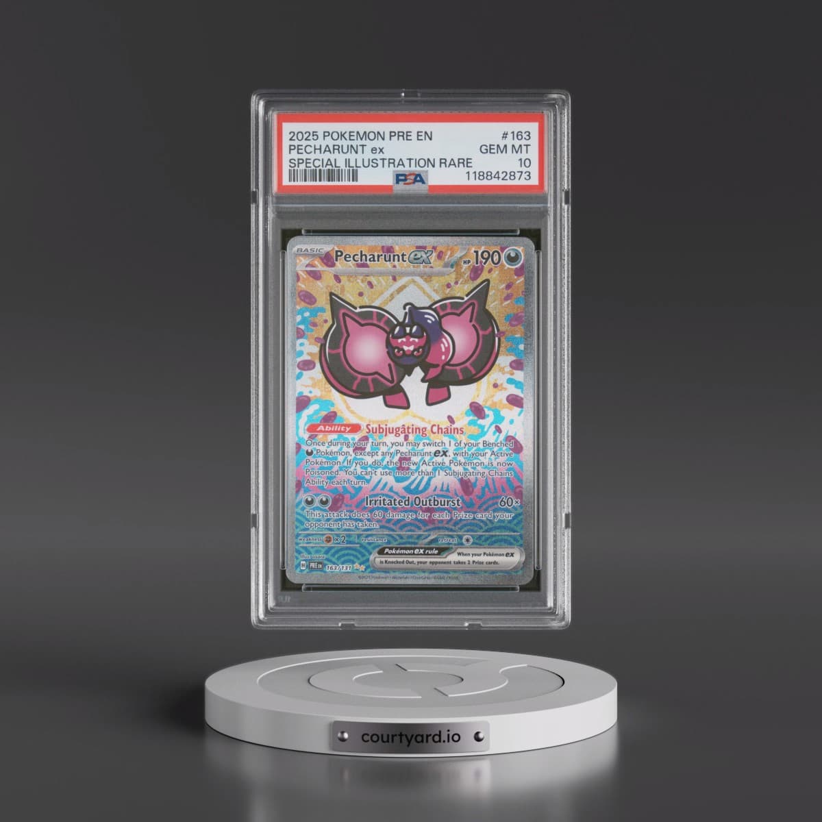 2025 Pokémon Pre EN-Prismatic Evolutions #163 Pecharunt EX - Holo Special Illustration Rare (PSA 10 GEM MINT)