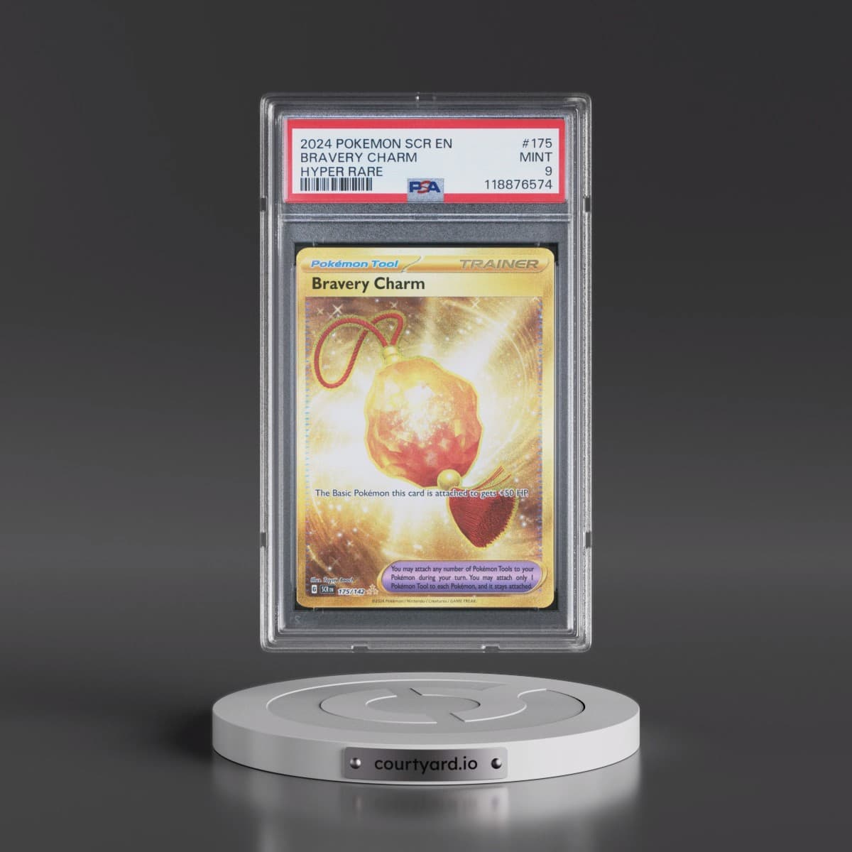 2024 Pokémon Scr EN-Stellar Crown #175 Bravery Charm - Hyper Rare (PSA 9 MINT)