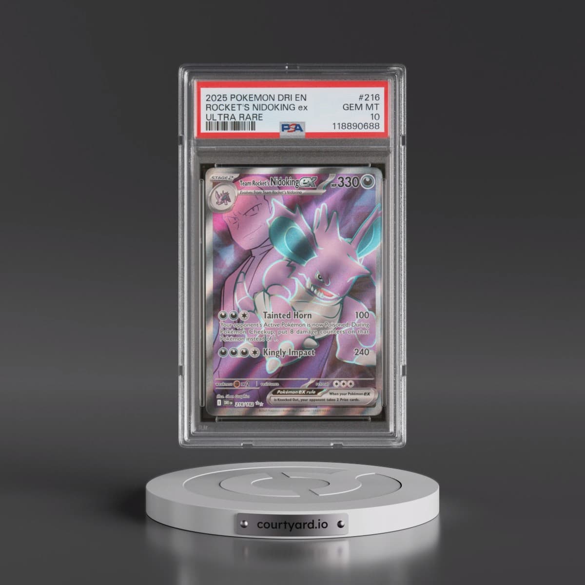 2025 Pokémon Dri EN-Destined Rivals #216 Team Rocket's Nidoking EX - Holo Ultra Rare (PSA 10 GEM MINT)