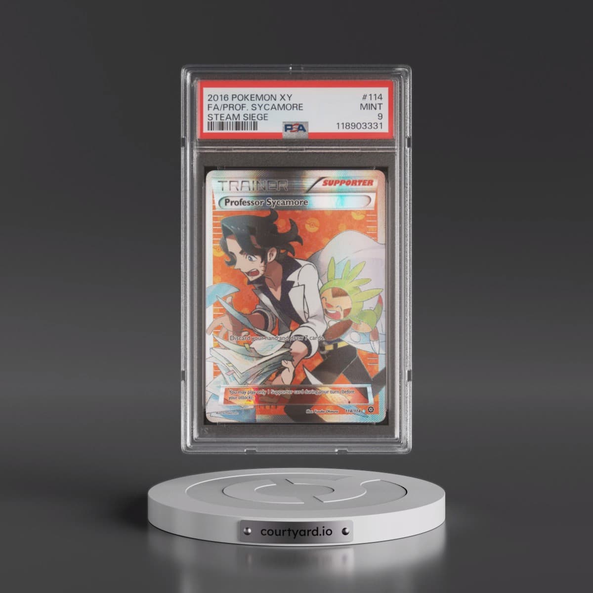 2016 Pokémon XY Steam Siege #114 Professor Sycamore - Full Art (PSA 9 MINT)