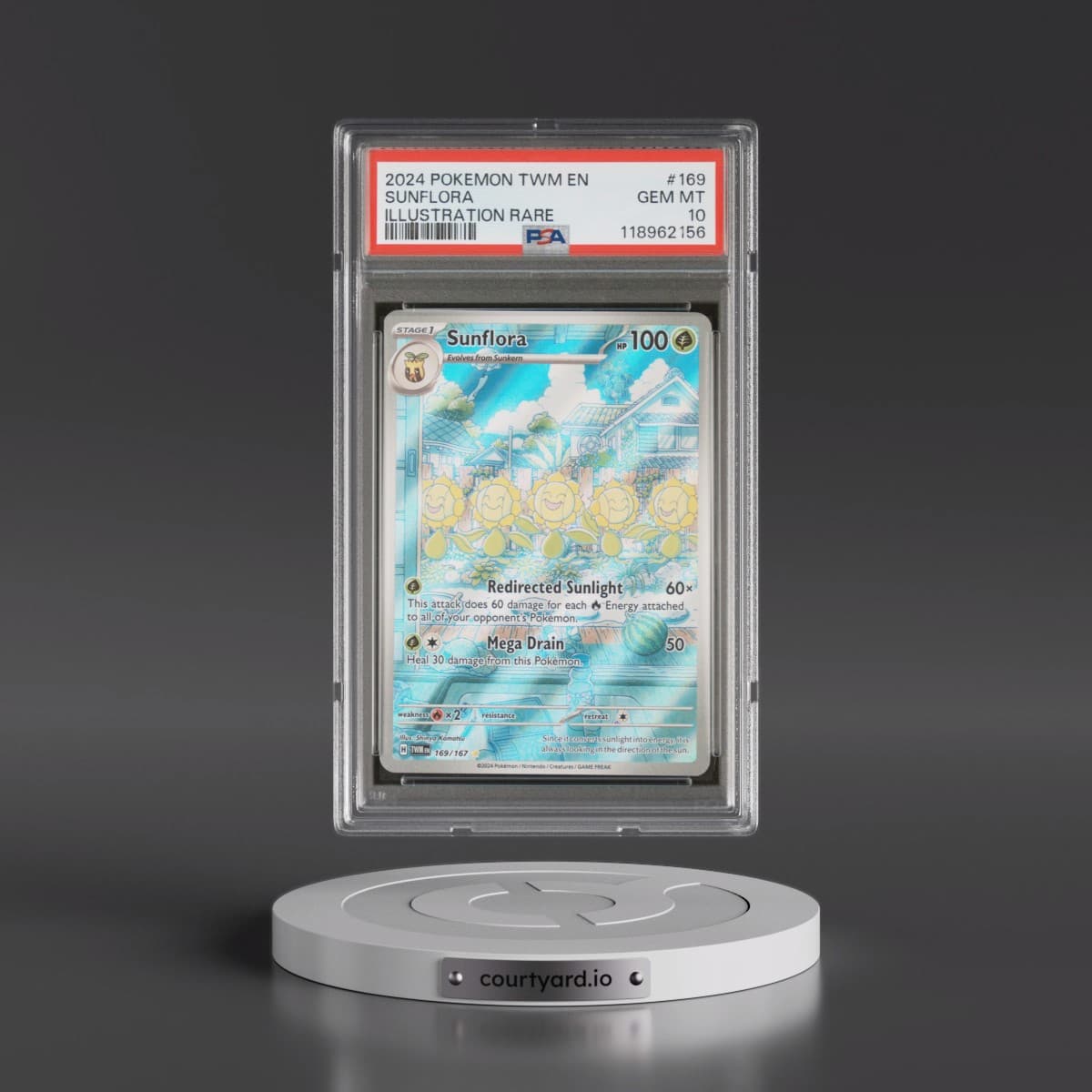 2024 Pokémon Twm EN-Twilight Masquerade #169 Sunflora - Illustration Rare (PSA 10 GEM MINT)
