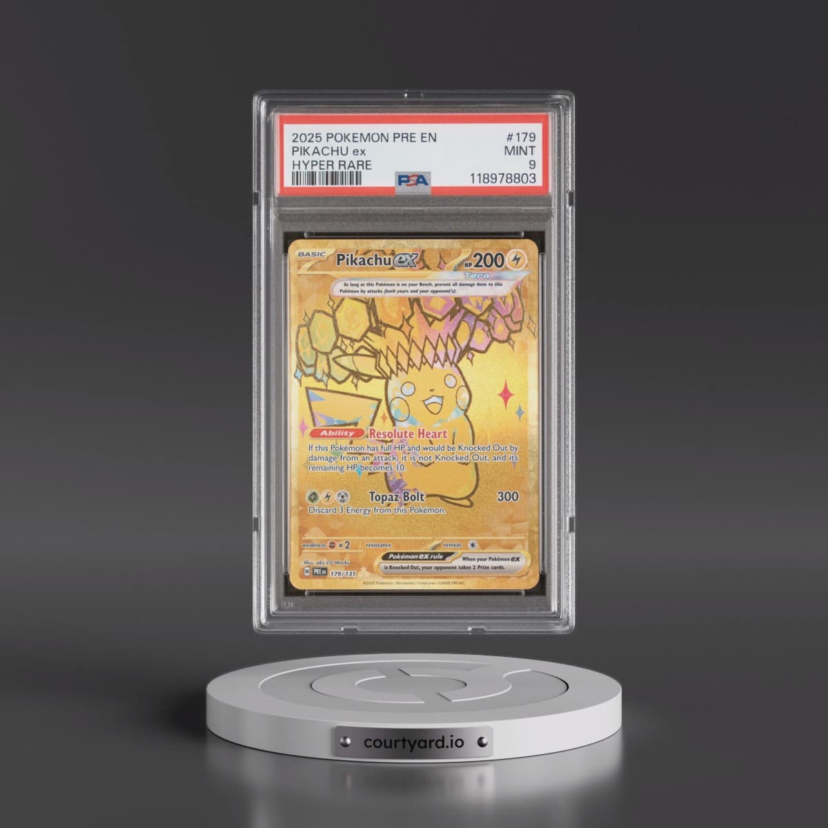2025 Pokémon Pre EN-Prismatic Evolutions #179 Pikachu EX - Holo Hyper Rare (PSA 9 MINT)