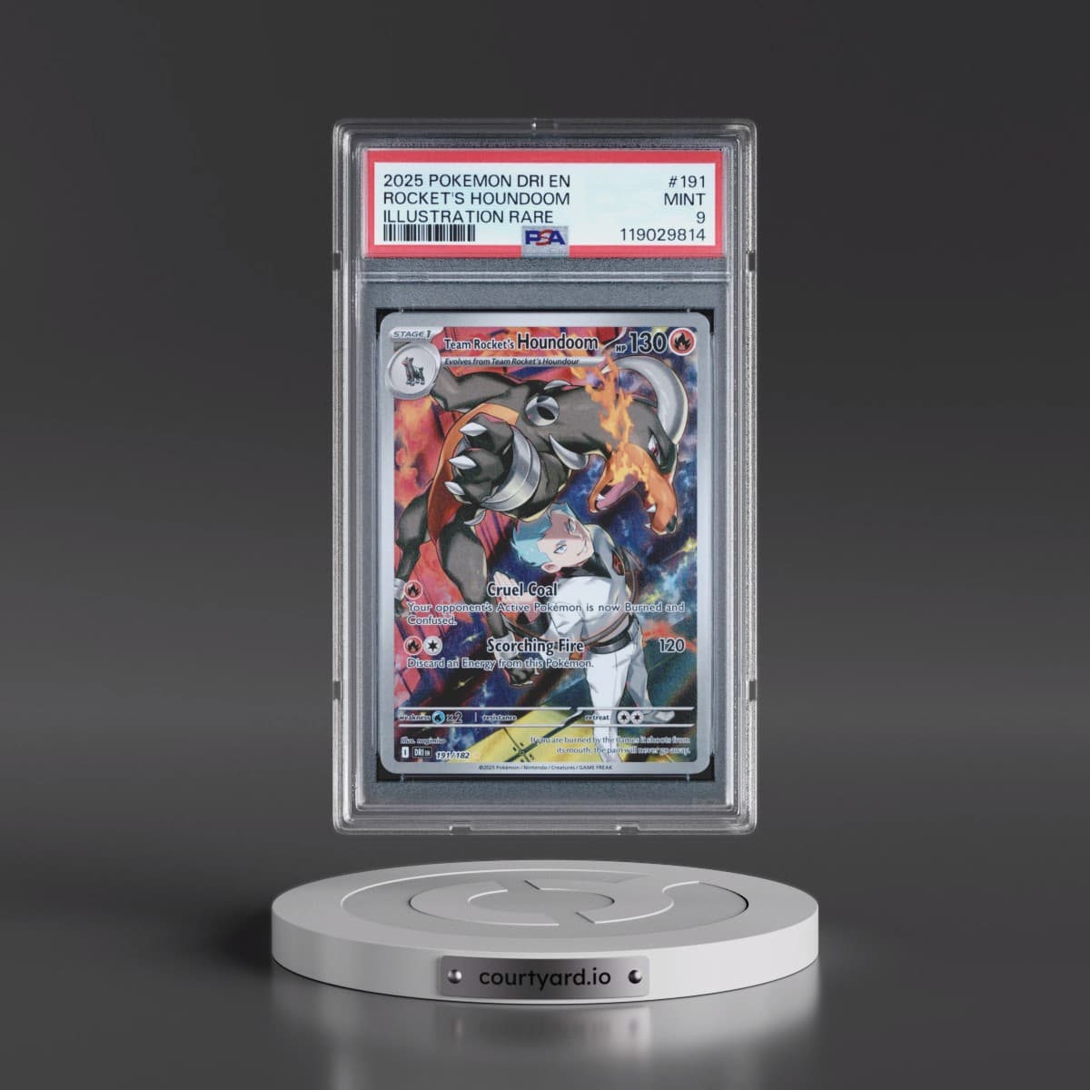 2025 Pokémon Dri EN-Destined Rivals #191 Team Rocket's Houndoom - Illustration Rare (PSA 9 MINT)