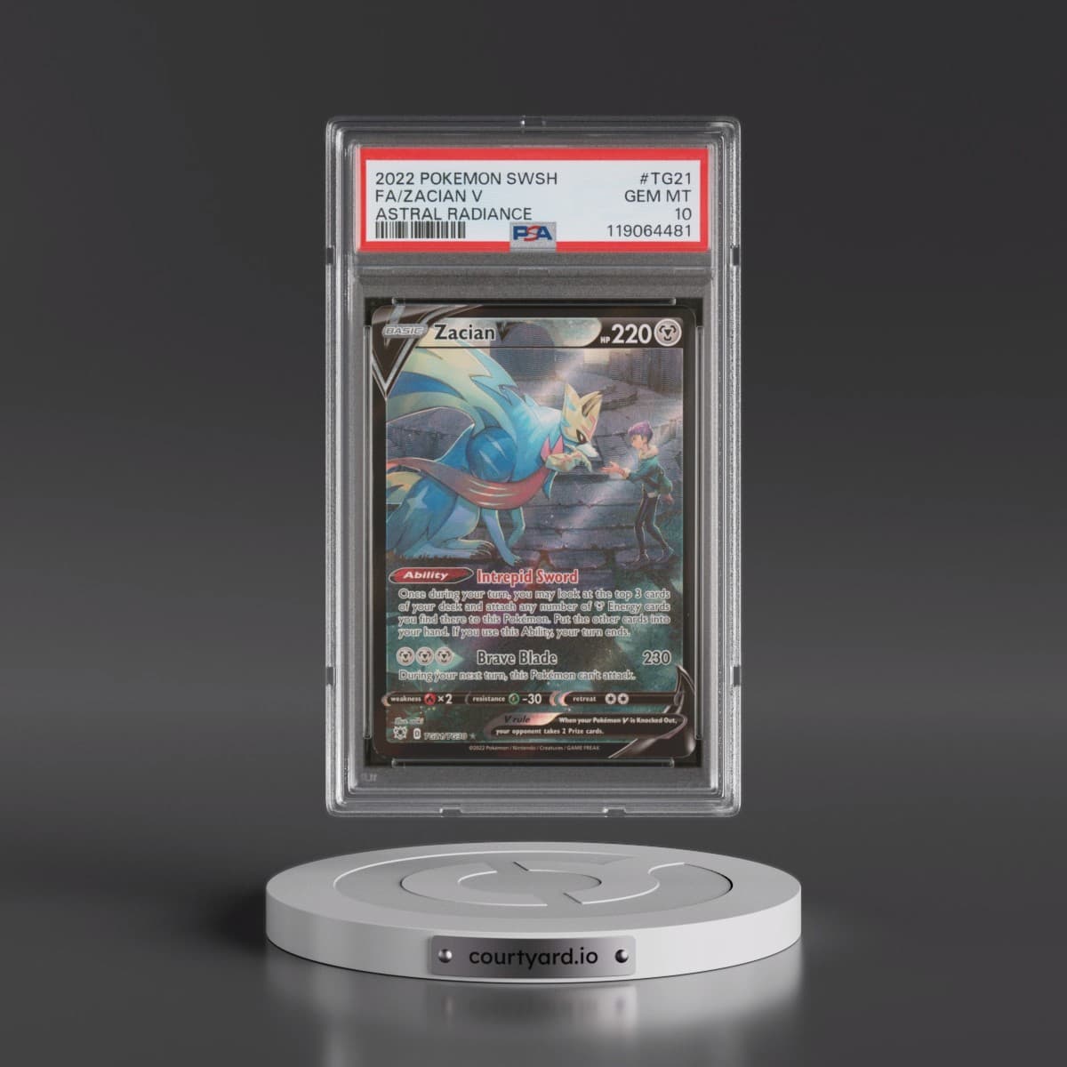 2022 Pokémon Sword & Shield Astral Radiance #TG21 Zacian V - Holo Full Art (PSA 10 GEM MINT)