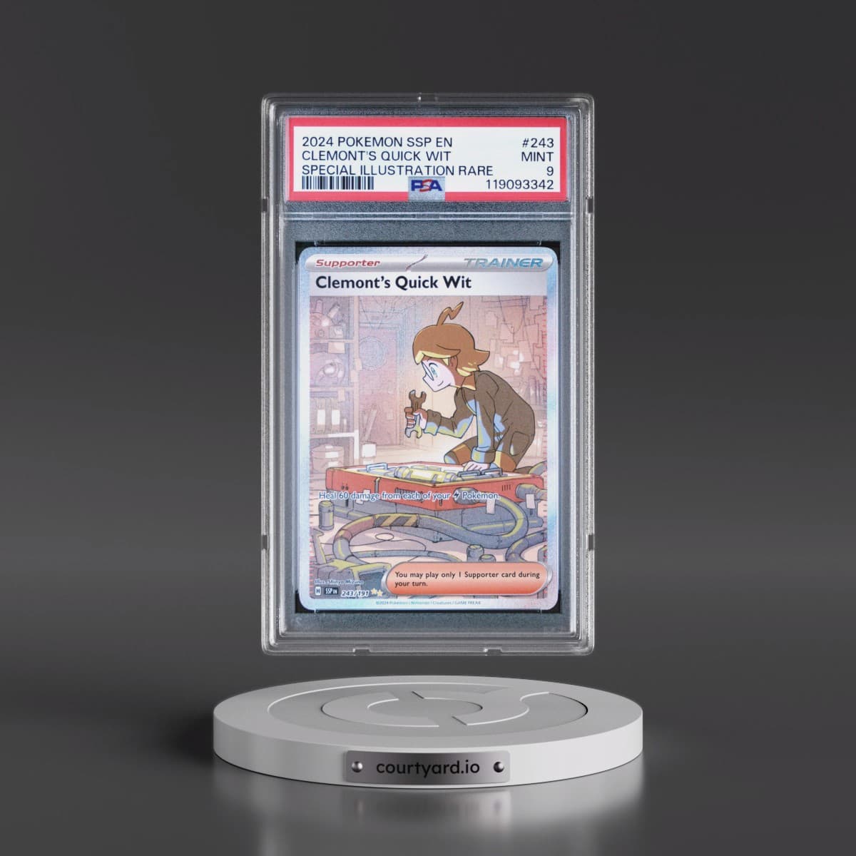2024 Pokémon Ssp EN-Surging Sparks #243 Clemont's Quick Wit - Special Illustration Rare (PSA 9 MINT)