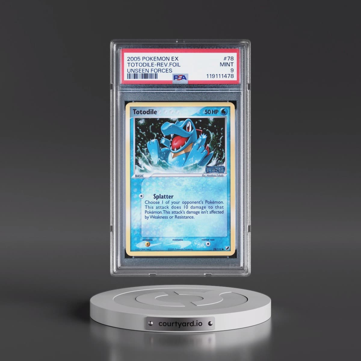 2005 Pokémon EX Unseen Forces #78 Totodile - Reverse Foil (PSA 9 MINT)