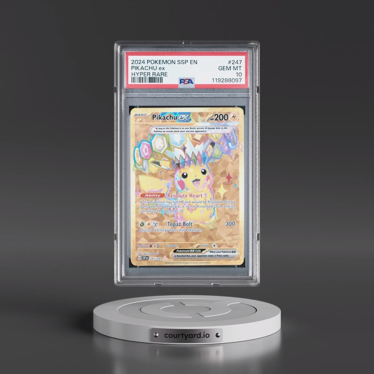 2024 Pokémon Ssp EN-Surging Sparks #247 Pikachu EX - Holo Hyper Rare (PSA 10 GEM MINT)