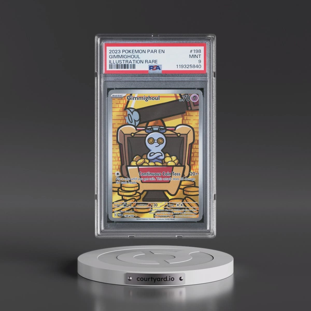 2023 Pokémon Par EN-Paradox Rift #198 Gimmighoul - Illustration Rare (PSA 9 MINT)