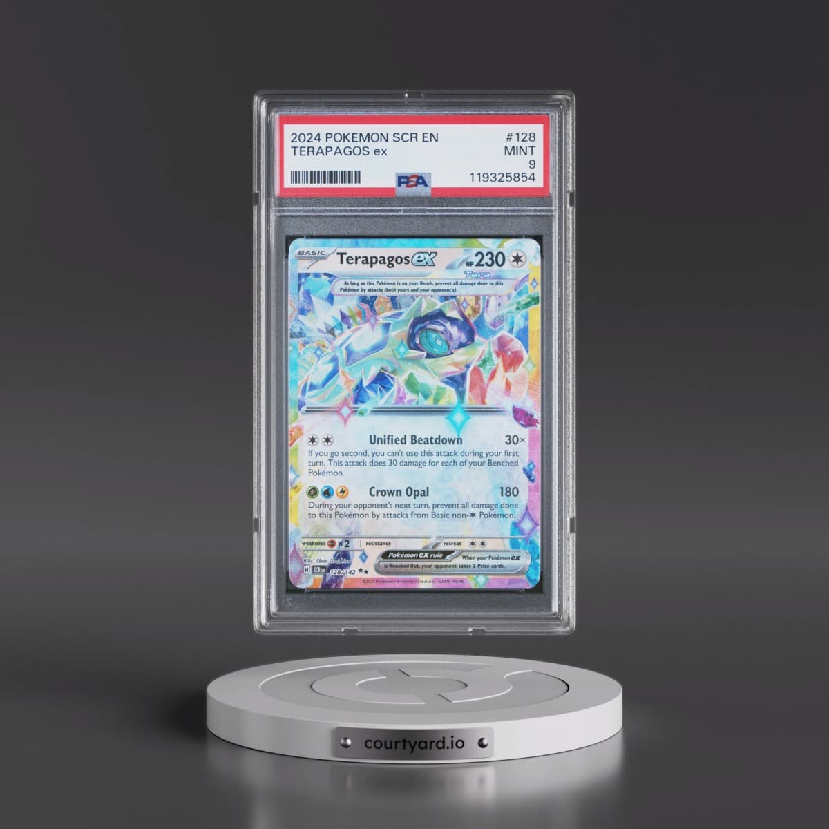 2024 Pokémon Scr EN-Stellar Crown #128 Terapagos EX - Holo (PSA 9 MINT)