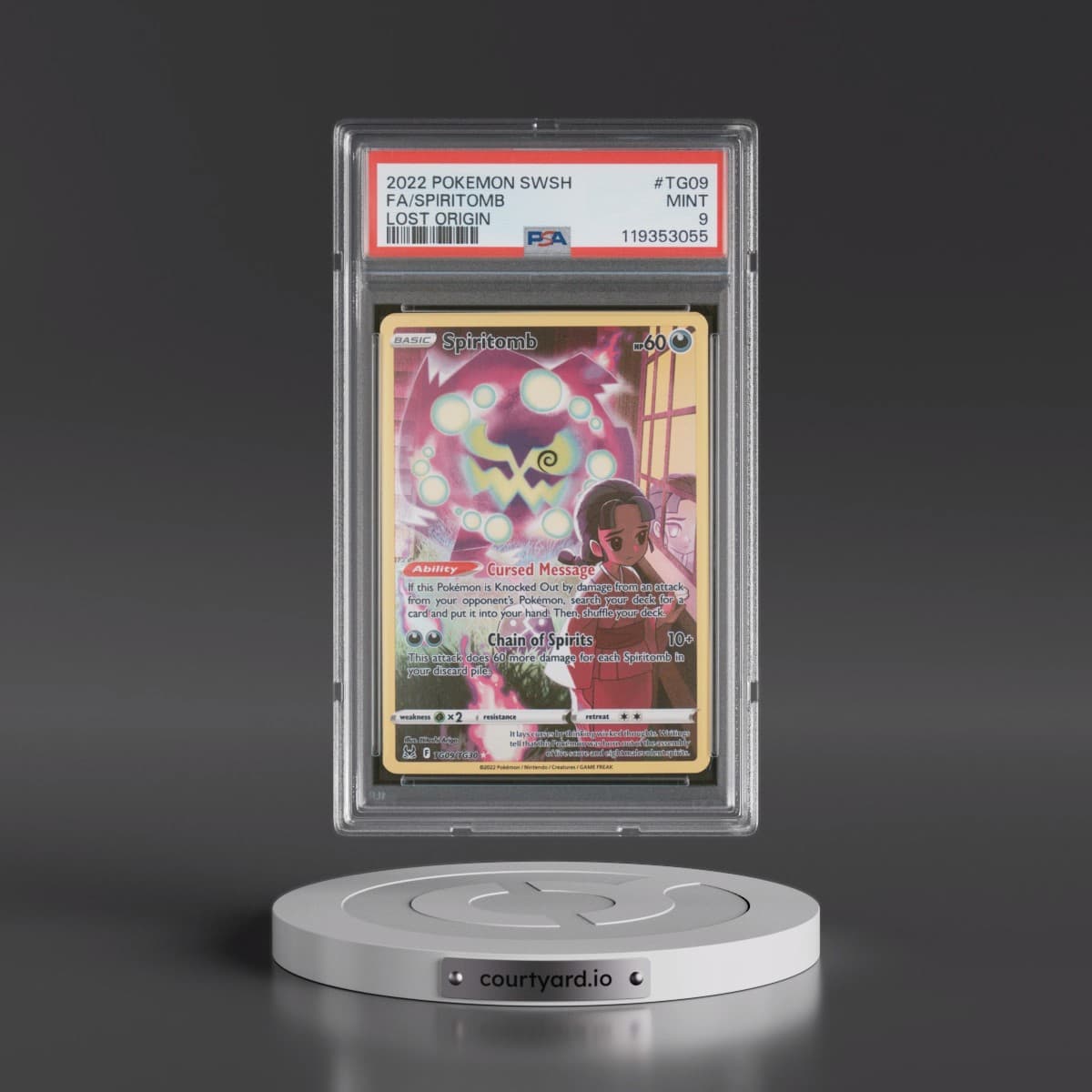 2022 Pokémon Sword & Shield Lost Origin #TG09 Spiritomb - Full Art (PSA 9 MINT)