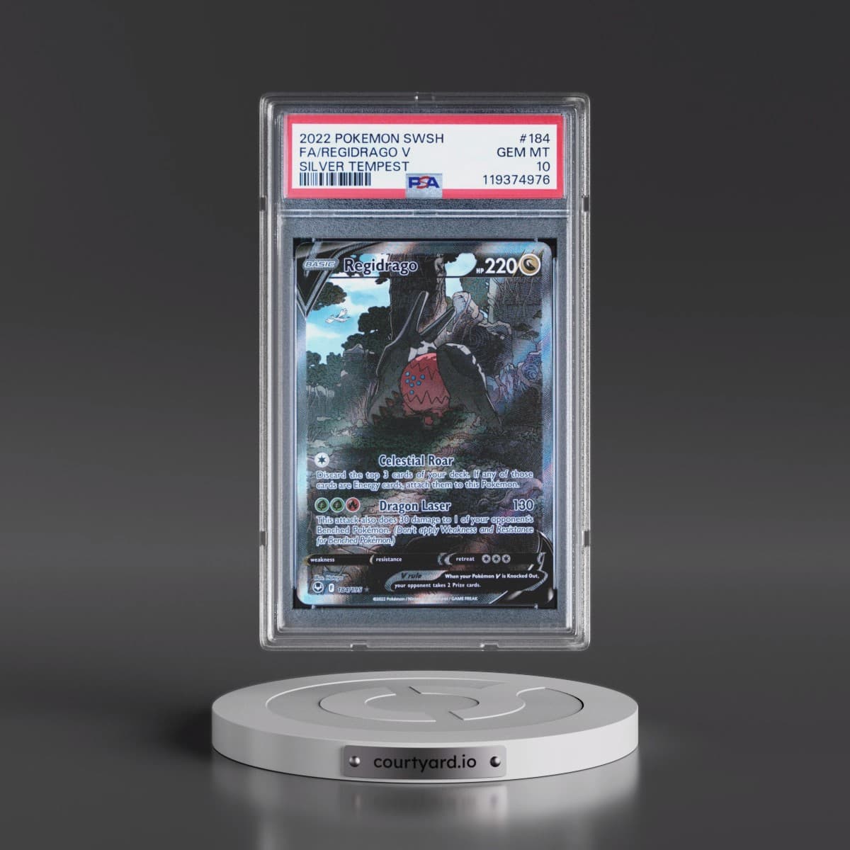 2022 Pokémon Sword & Shield Silver Tempest #184 Regidrago V - Holo Full Art (PSA 10 GEM MINT)