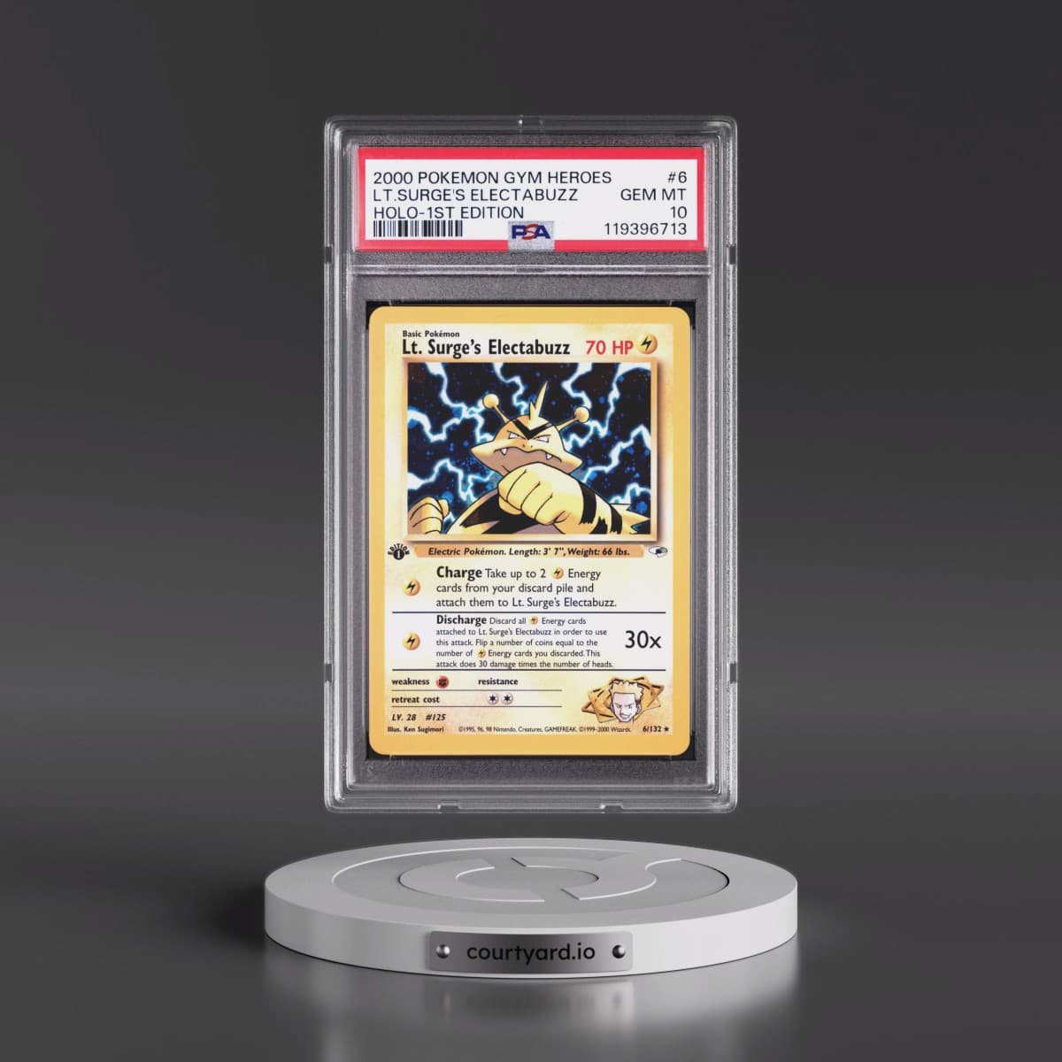 2000 Pokémon Gym Heroes #6 LT. Surge's Electabuzz - 1st Edition Holo (PSA 10 GEM MINT)