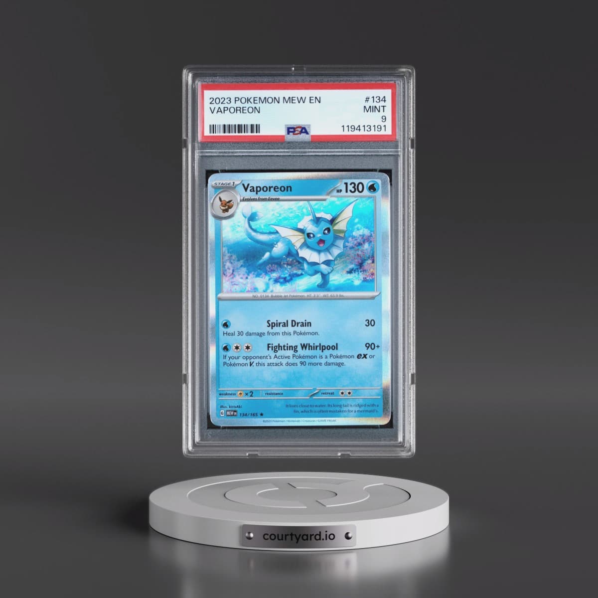 2023 Pokémon Mew EN-151 #134 Vaporeon (PSA 9 MINT)