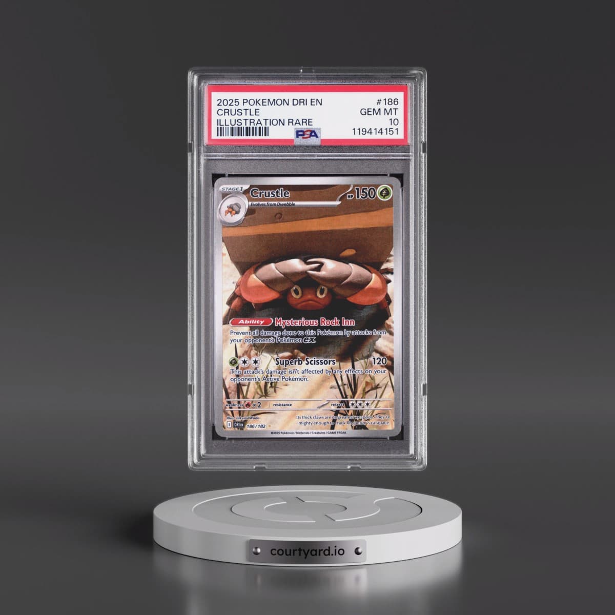 2025 Pokémon Dri EN-Destined Rivals #186 Crustle - Illustration Rare (PSA 10 GEM MINT)