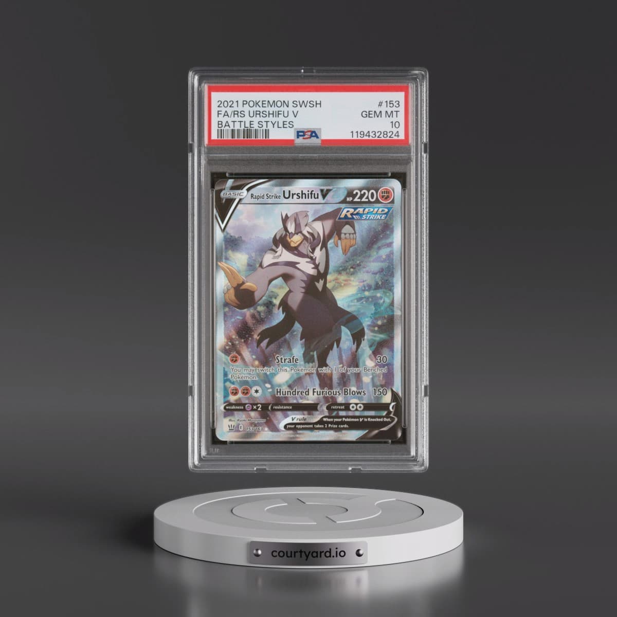 2021 Pokémon Sword & Shield Battle Styles #153 Rapid Strike Urshifu V - Holo Full Art (PSA 10 GEM MINT)