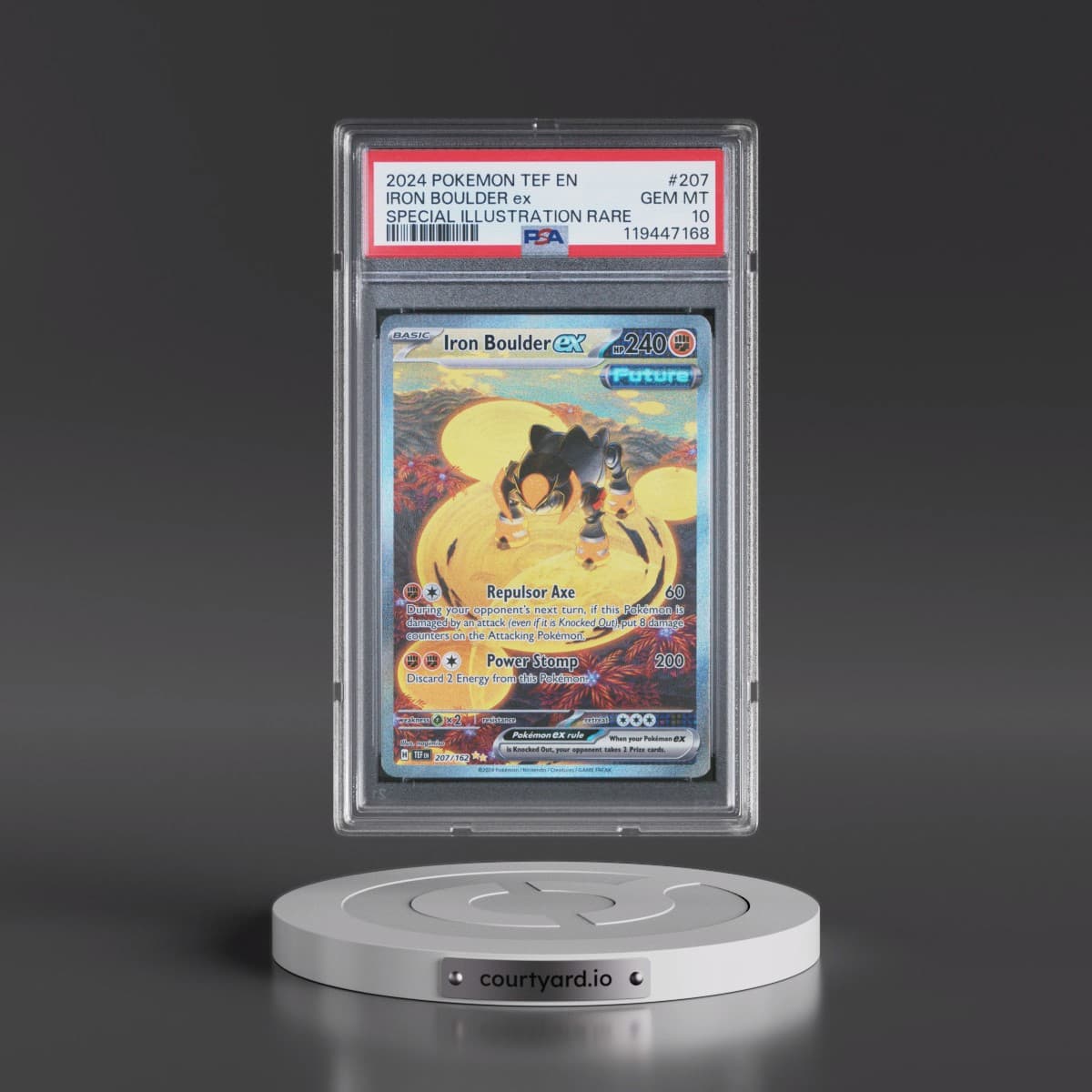 2024 Pokémon Tef EN-Temporal Forces #207 Iron Boulder EX - Holo Special Illustration Rare (PSA 10 GEM MINT)
