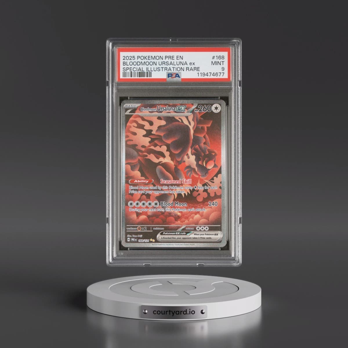 2025 Pokémon Pre EN-Prismatic Evolutions #168 Bloodmoon Ursaluna EX - Holo Special Illustration Rare (PSA 9 MINT)