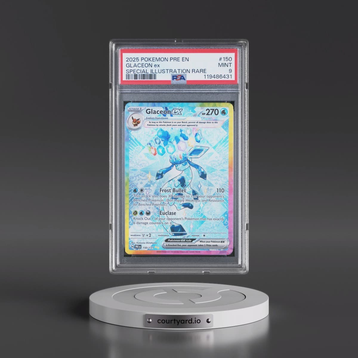 2025 Pokémon Pre EN-Prismatic Evolutions #150 Glaceon EX - Holo Special Illustration Rare (PSA 9 MINT)