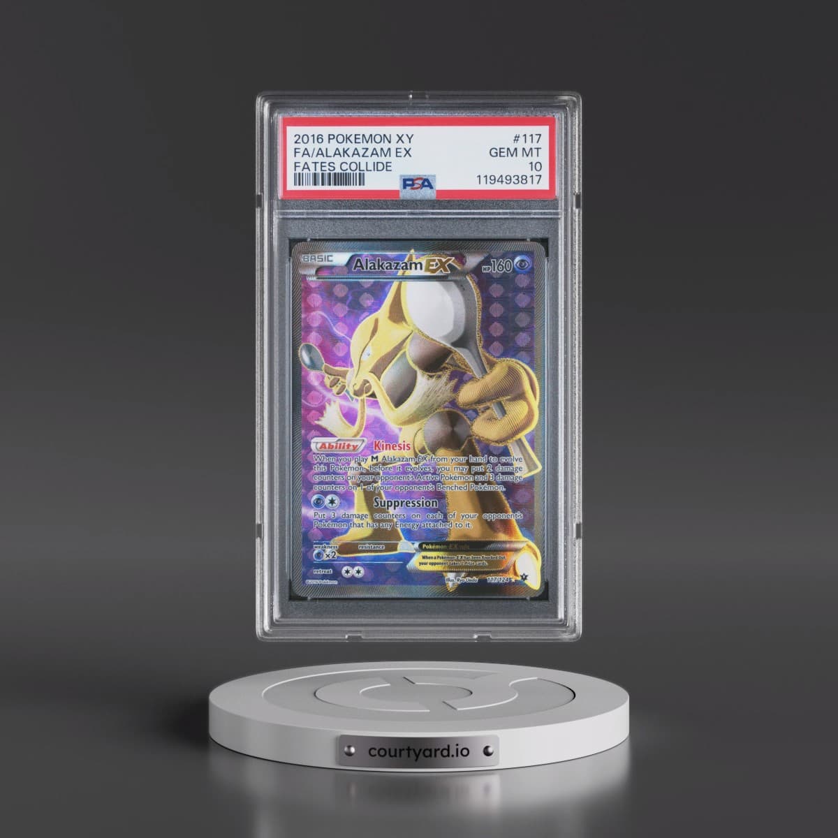 2016 Pokémon XY Fates Collide #117 Alakazam EX - Holo Full Art (PSA 10 GEM MINT)