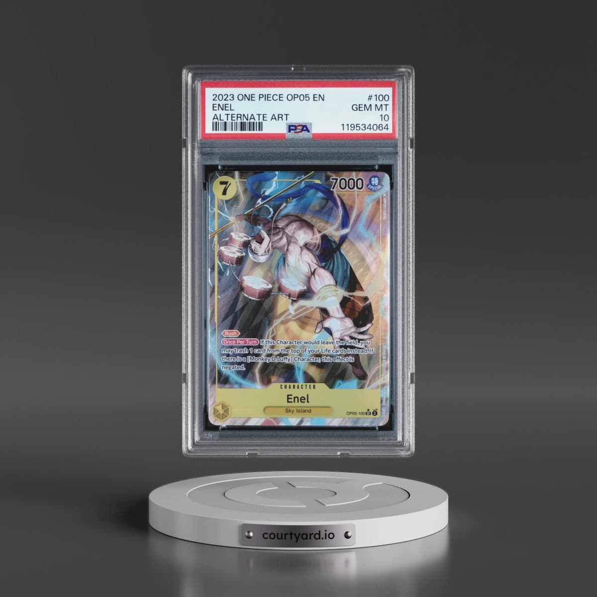 2023 One Piece OP05-Awakening of the New Era #100 Enel - Alternate Art (PSA 10 GEM MINT)