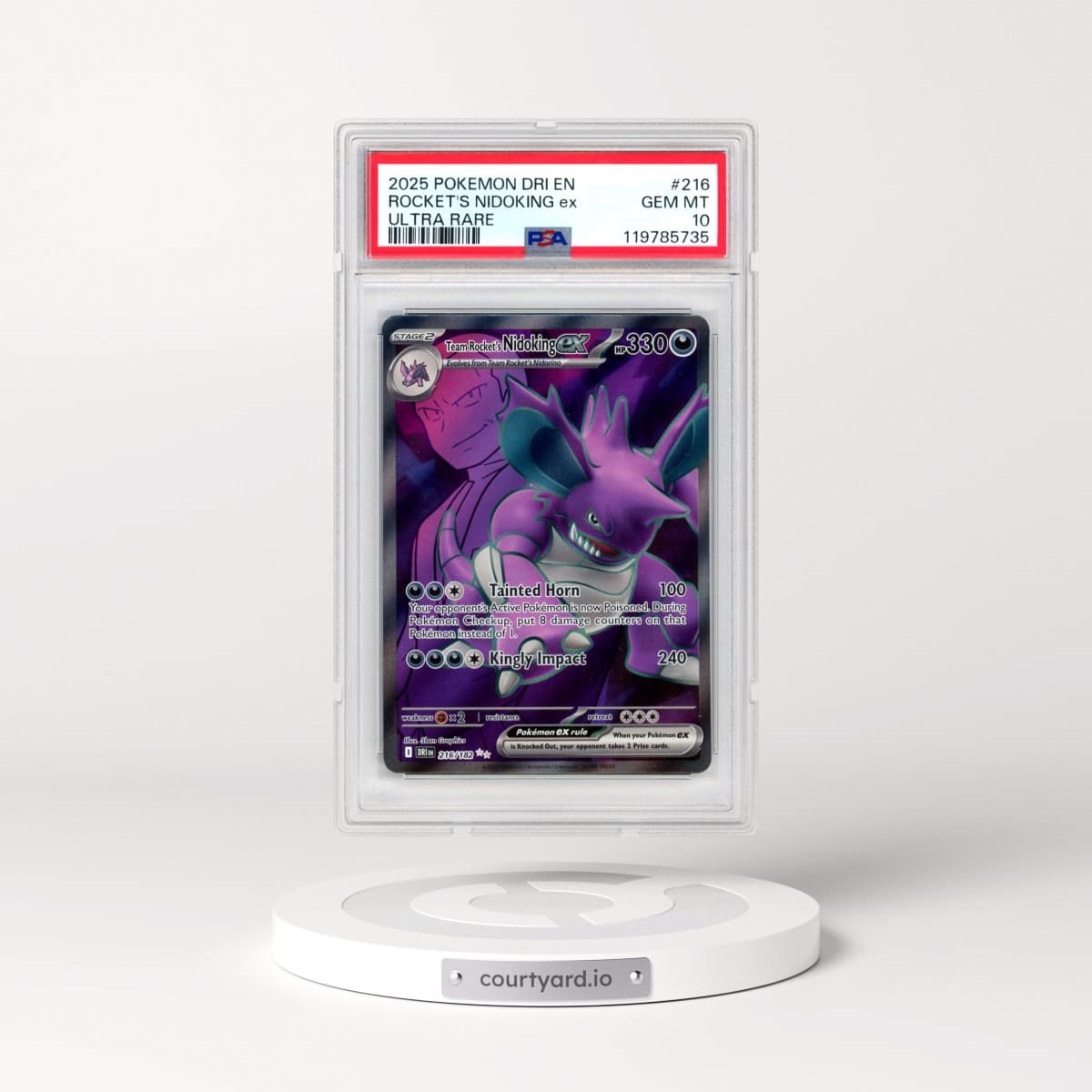 2025 Pokémon Dri EN-Destined Rivals #216 Team Rocket's Nidoking EX - Holo Ultra Rare (PSA 10 GEM MINT)