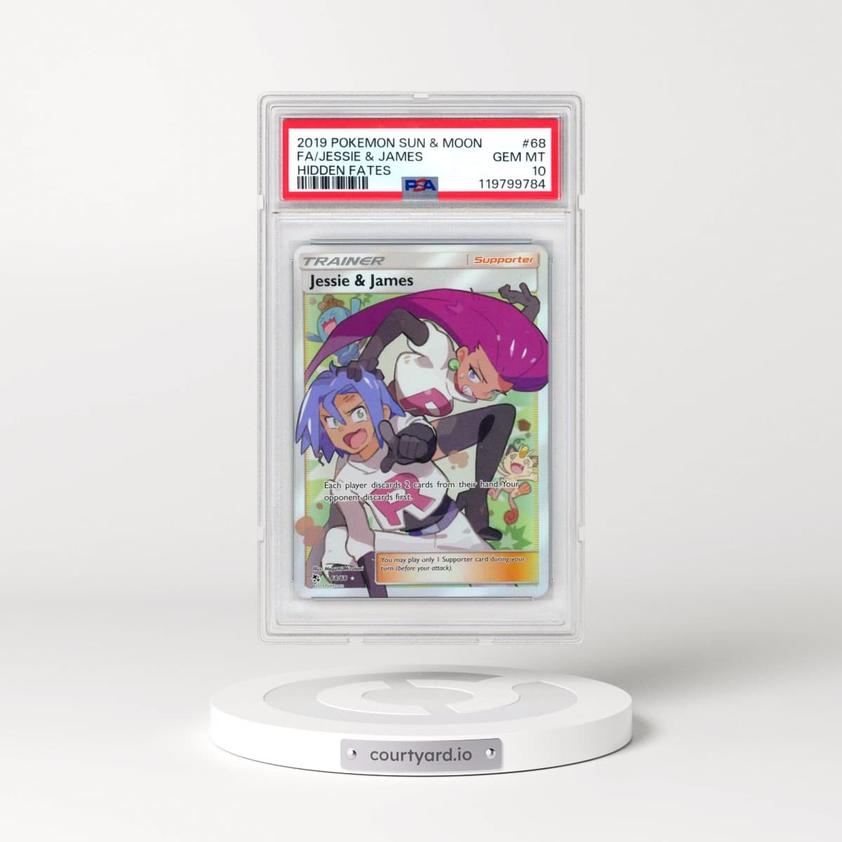 2019 Pokémon Sun & Moon Hidden Fates #68 Jessie & James - Full Art (PSA 10 GEM MINT)
