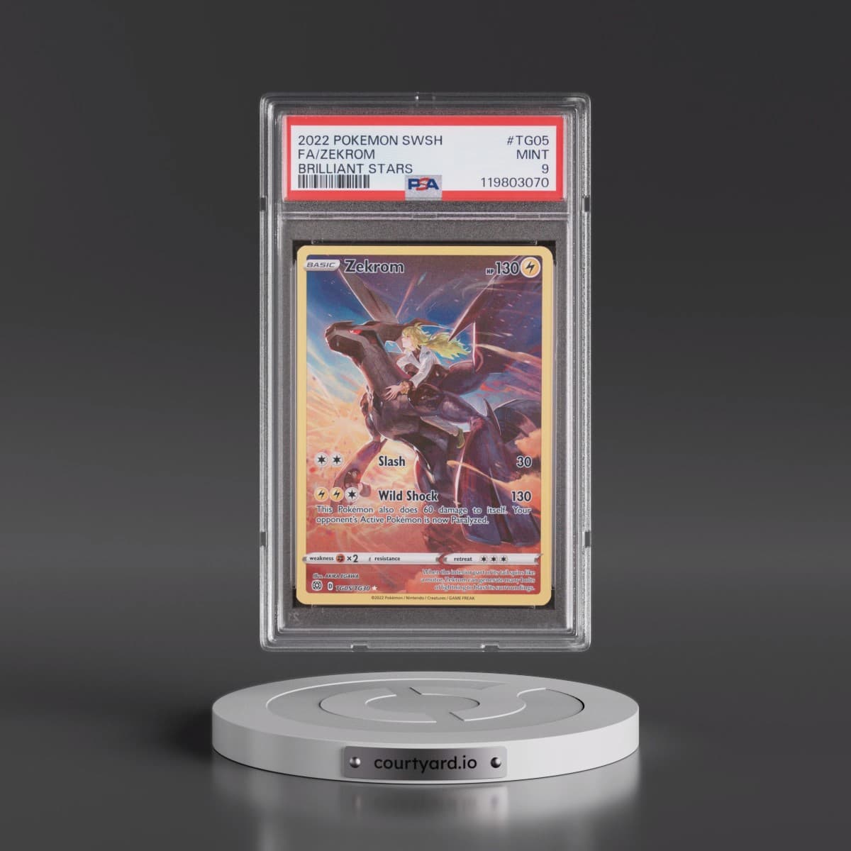 2022 Pokémon Sword & Shield Brilliant Stars #TG05 Zekrom - Full Art (PSA 9 MINT)
