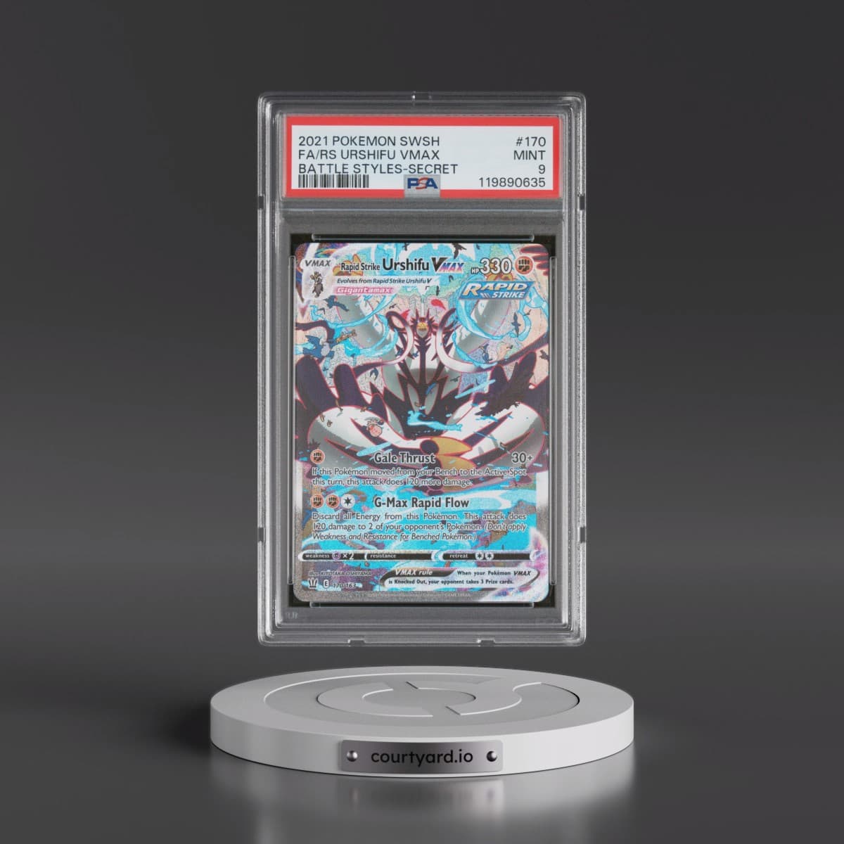 2021 Pokémon Sword & Shield Battle Styles #170 Rapid Strike Urshifu Vmax - Full Art Secret (PSA 9 MINT)