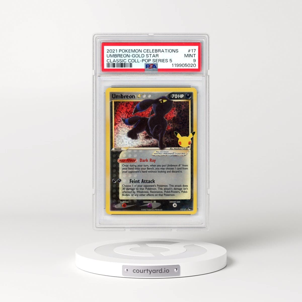 2021 Pokémon Celebrations Classic Collection #17 Umbreon-Gold Star (PSA 9 MINT)