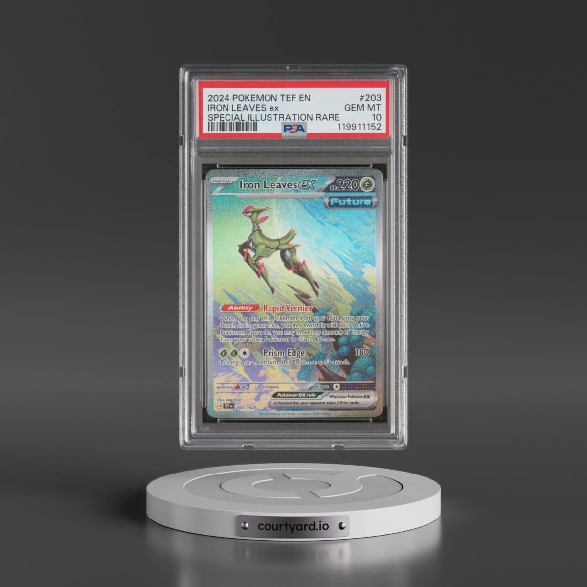 2024 Pokémon Tef EN-Temporal Forces #203 Iron Leaves EX - Holo Special Illustration Rare (PSA 10 GEM MINT)