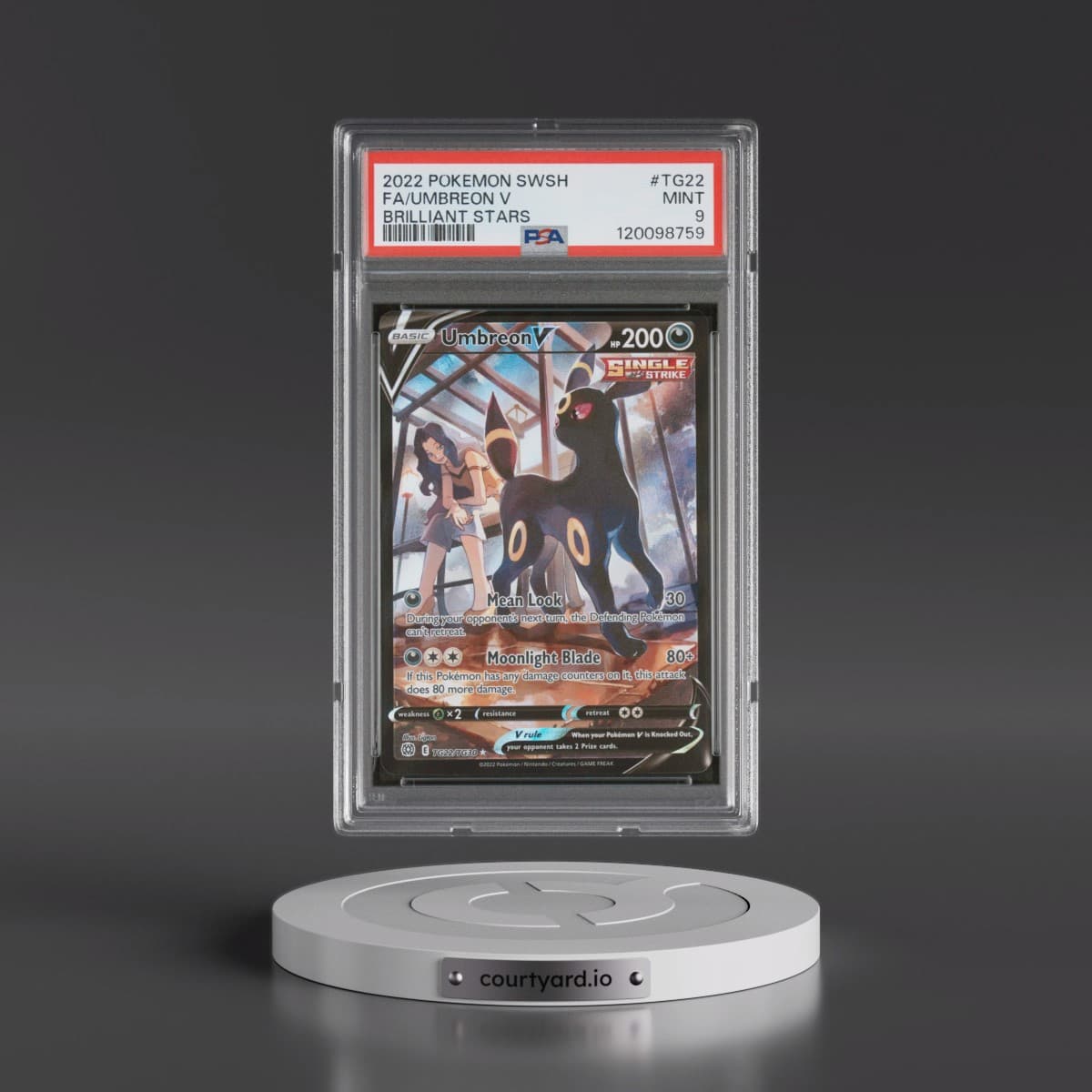 2022 Pokémon Sword & Shield Brilliant Stars #TG22 Umbreon V - Holo Full Art (PSA 9 MINT)