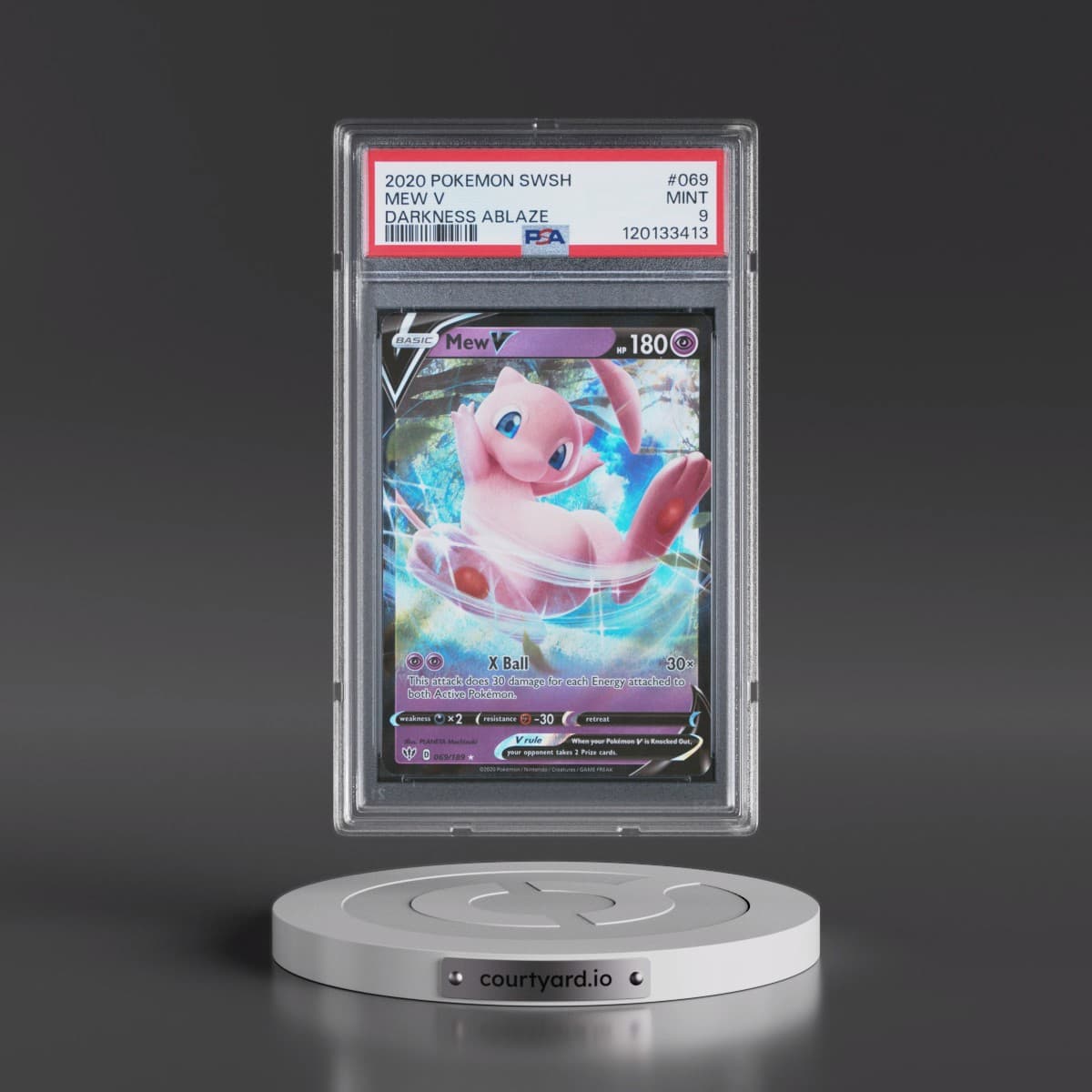 2020 Pokémon Sword & Shield Darkness Ablaze #069 Mew V - Holo (PSA 9 MINT)