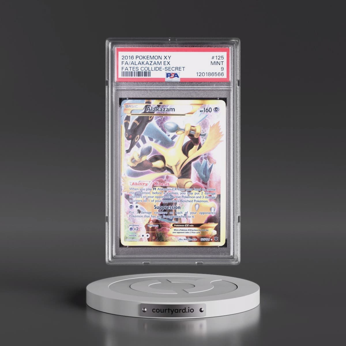 2016 Pokémon XY Fates Collide #125 Alakazam EX - Holo Full Art Secret (PSA 9 MINT)
