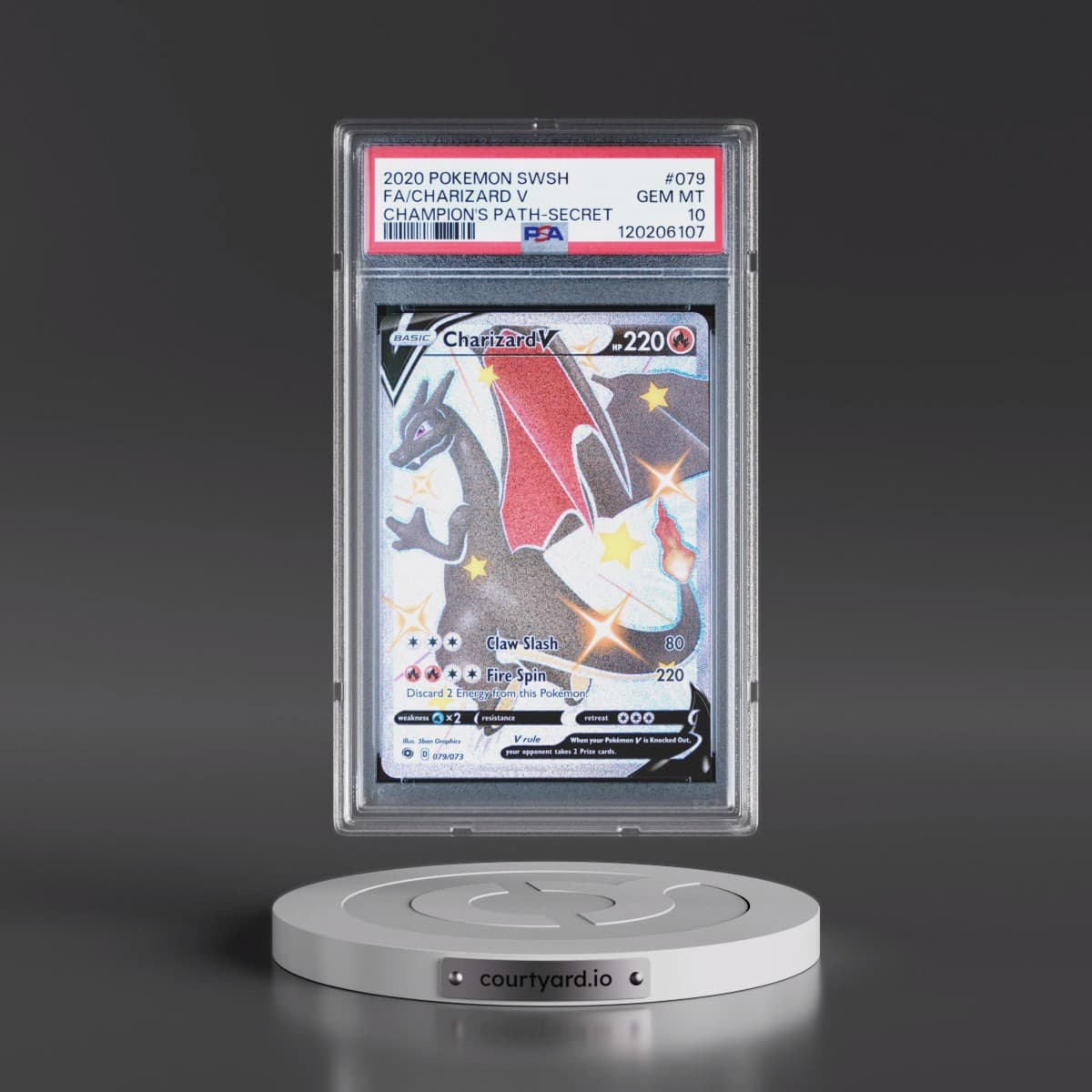 2020 Pokémon Sword & Shield Champion's Path #079 Charizard V - Holo Full Art Secret (PSA 10 GEM MINT)